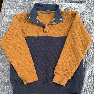 Orvis Men's Crewneck Sweater - Mustard and Navy size small